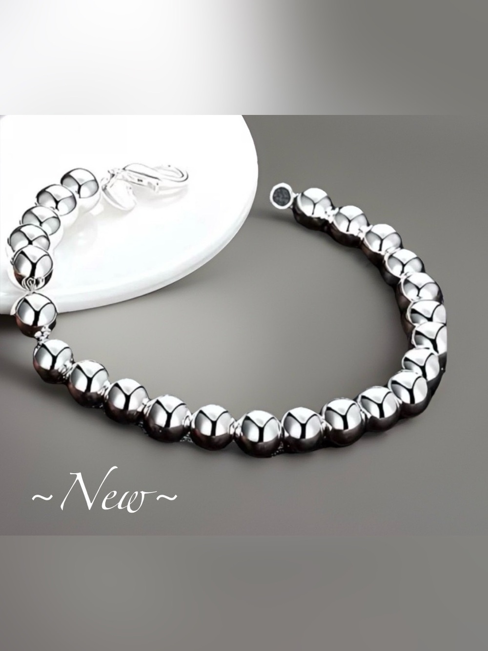 Sterling Silver 925~6MM Beaded Highly Polished~ 8inch Bracelet 🍃🆕🍃